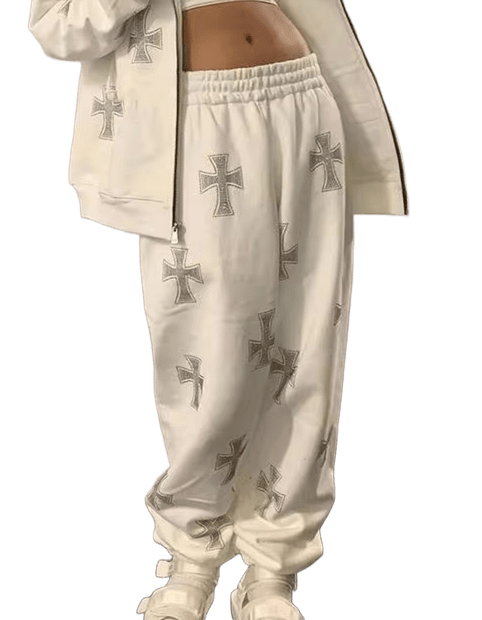 Białe dresy z krzyżami UNISEX