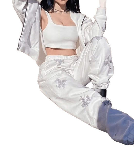 Białe dresy z krzyżami UNISEX