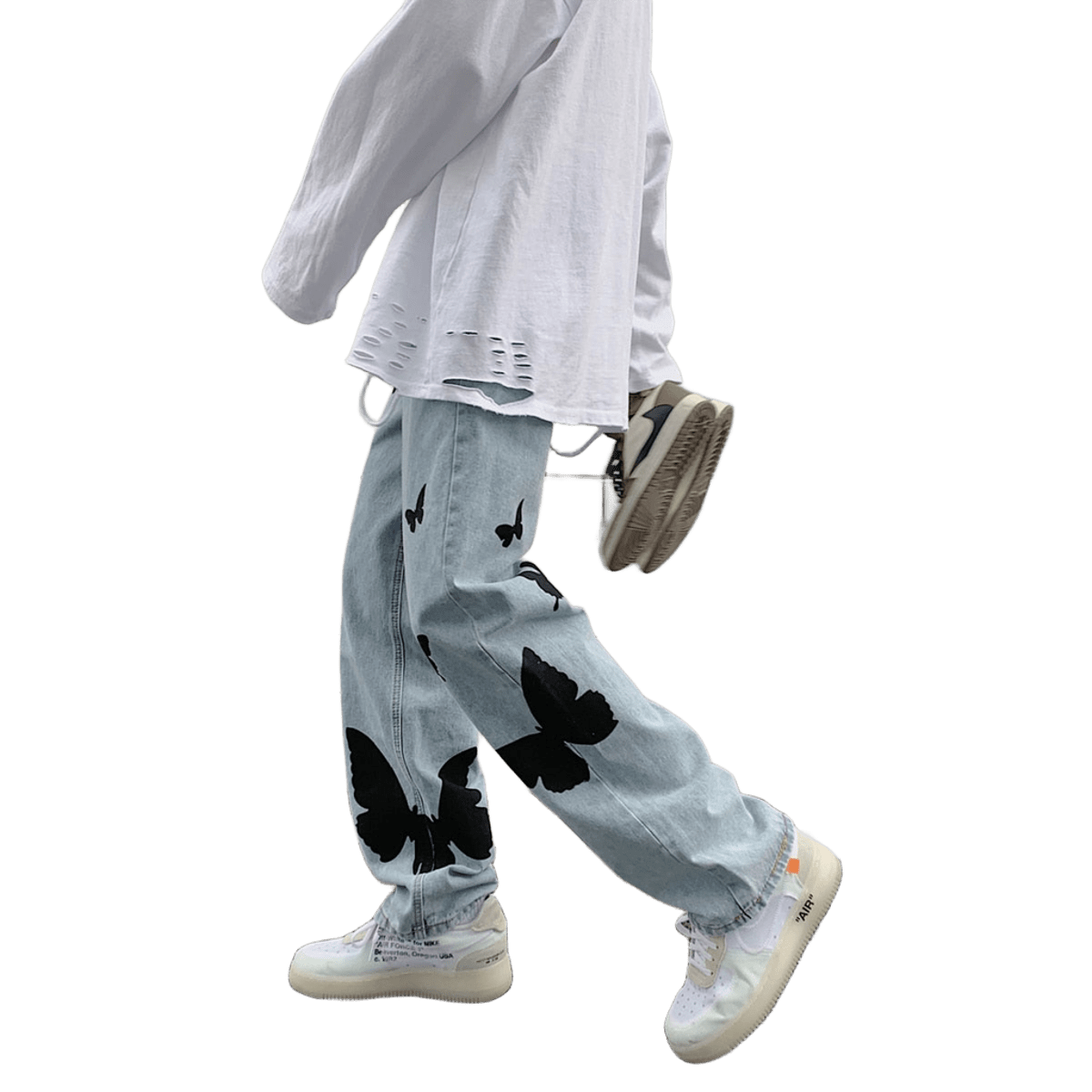 Jeansy ze wzorem motyli UNISEX