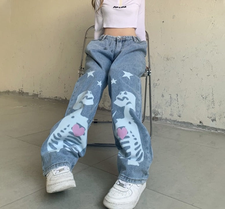 Jeansy z nadrukiem UNISEX