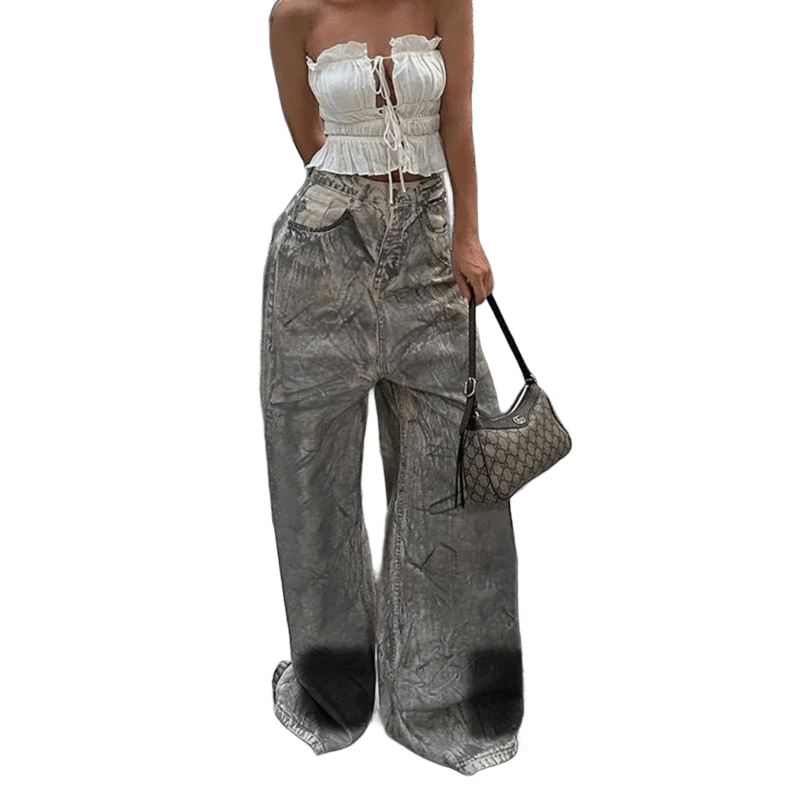 Gray patterned jeans