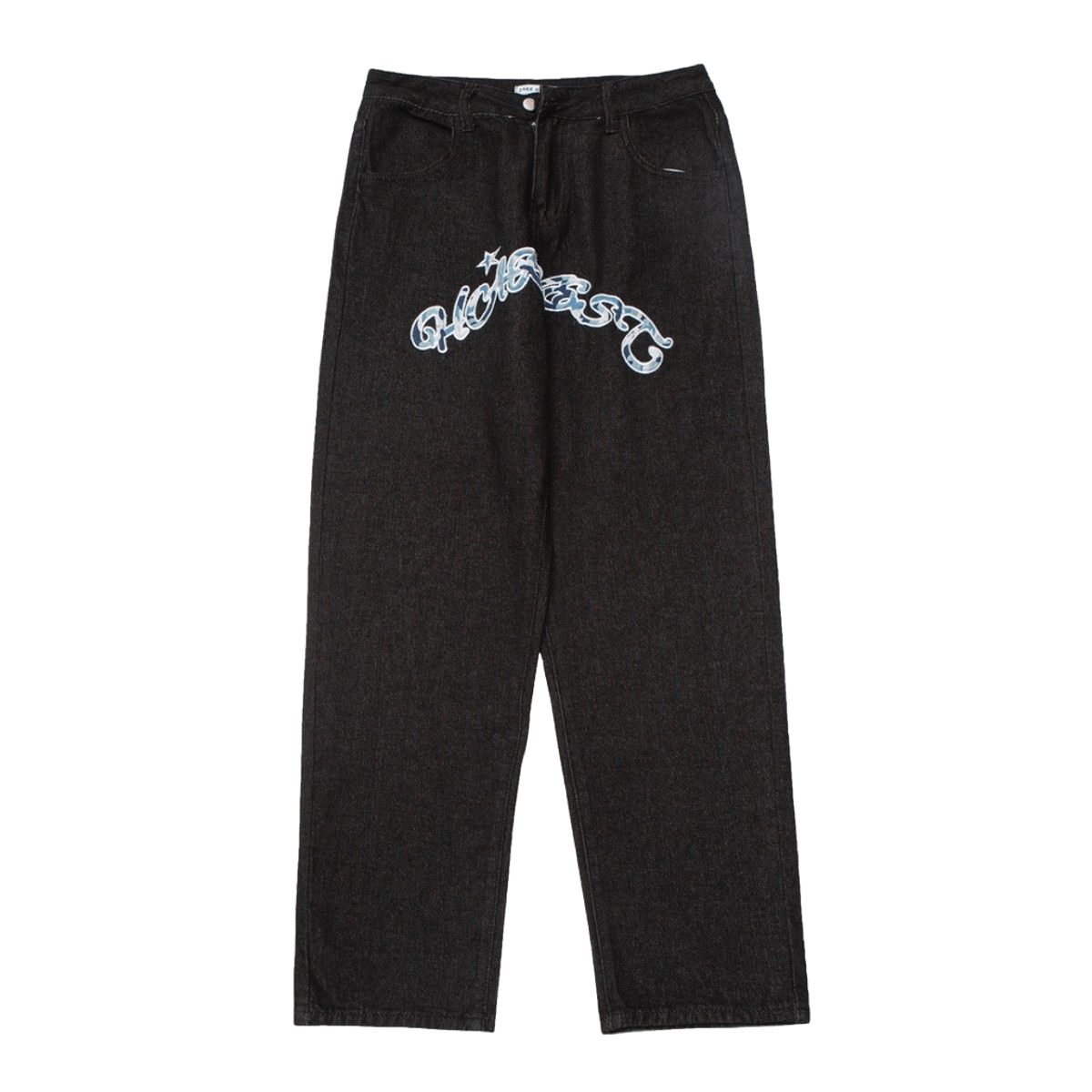 Jeansy z napisem z przodu