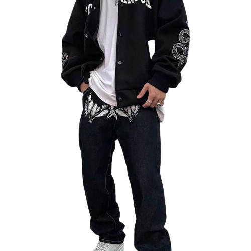 Jeansy z obrazkiem na nogawkach UNISEX