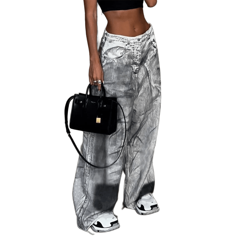 Gray patterned jeans