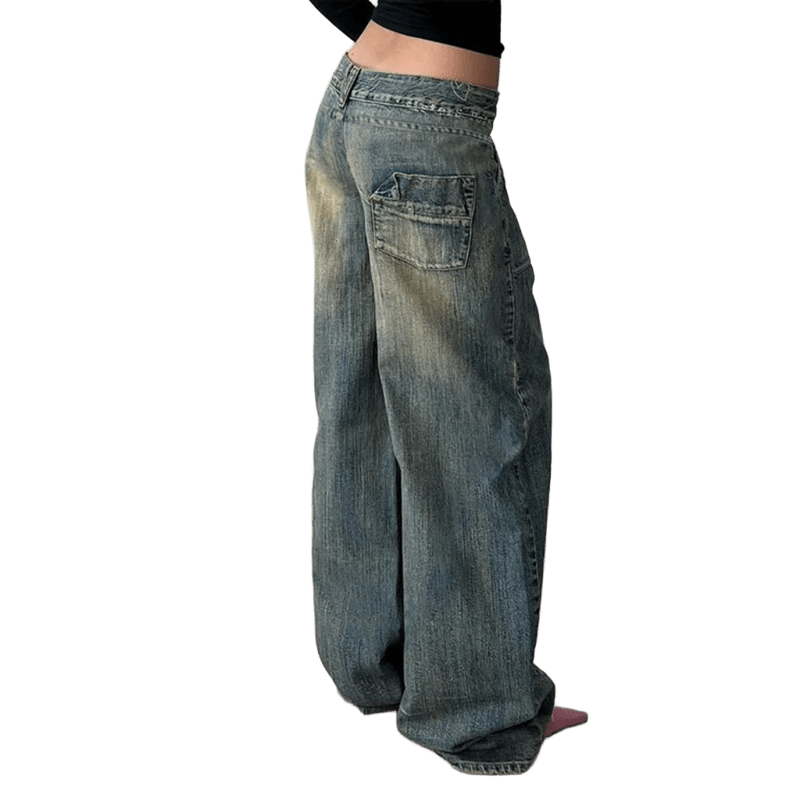 Jeans with discoloration