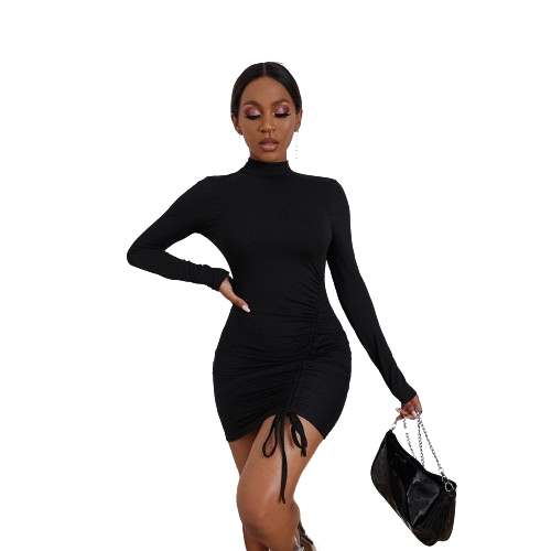 Czarna sukienka z długimi rękawami