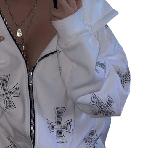 Biała bluza z krzyżami UNISEX