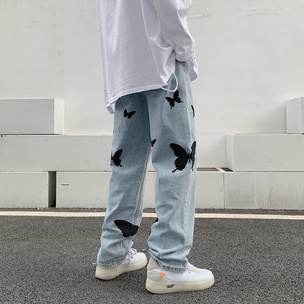 UNISEX butterfly print jeans