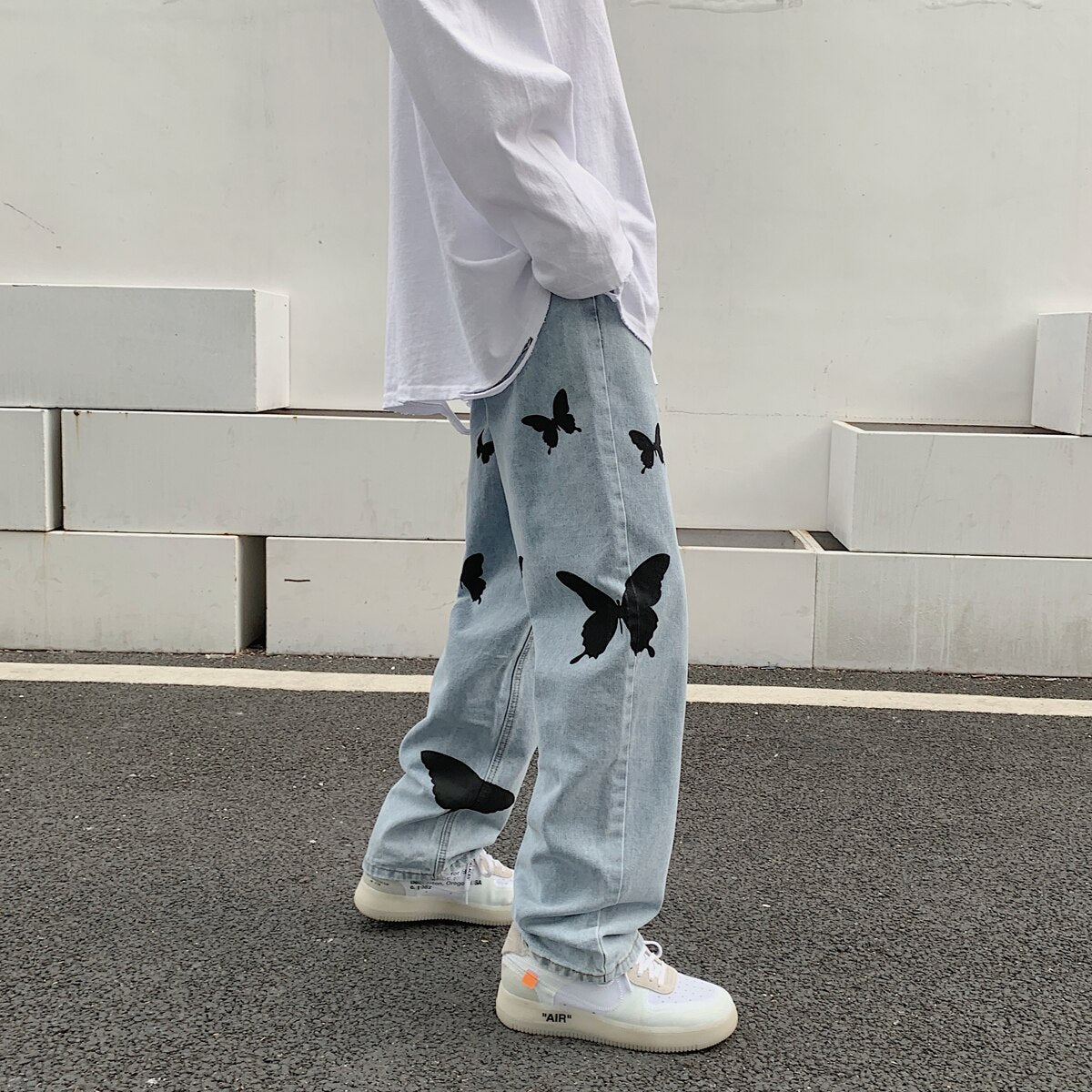 UNISEX butterfly print jeans
