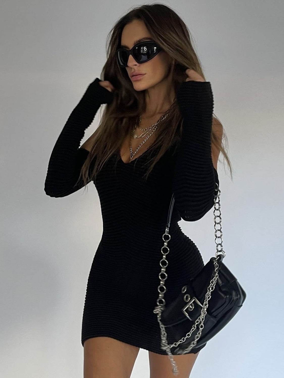 Dress with cut-off sleeves