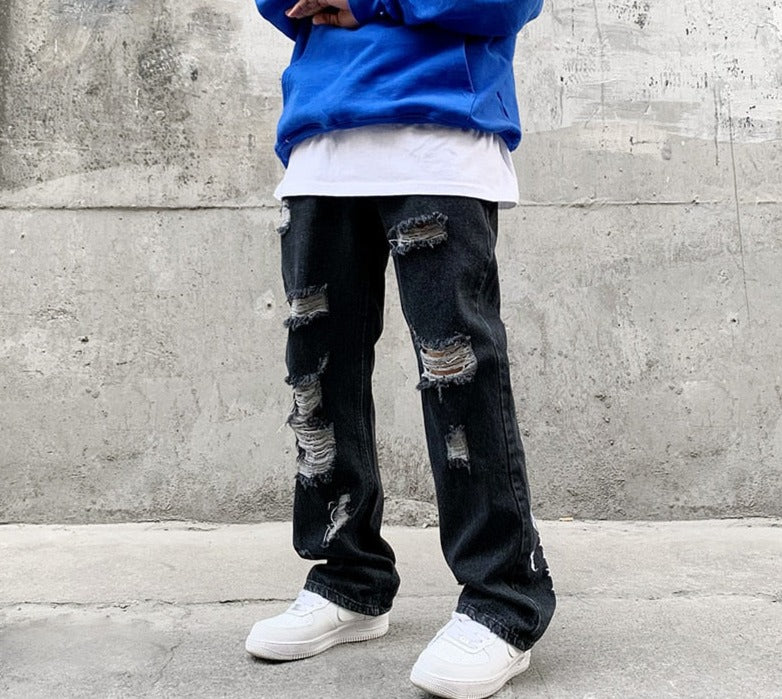 Trousers with inscriptions on the legs