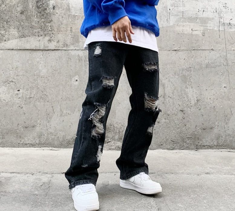 Trousers with inscriptions on the legs