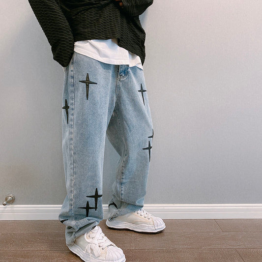 UNISEX cross pattern jeans
