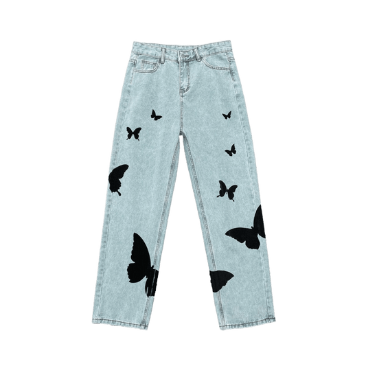 UNISEX butterfly print jeans