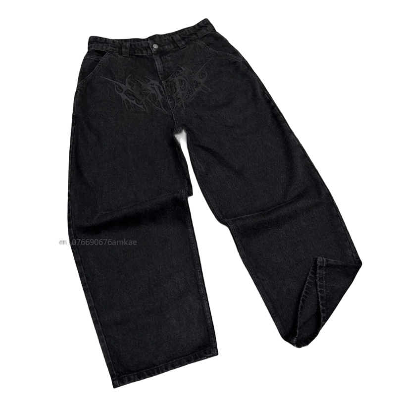 Czarne jeansy z nadrukiem UNISEX