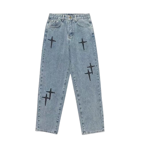 Jeans with crosses