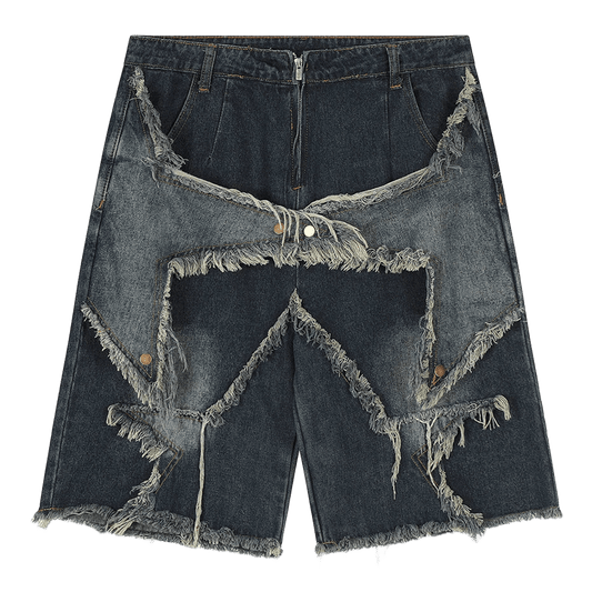 Denim shorts with a UNISEX pattern