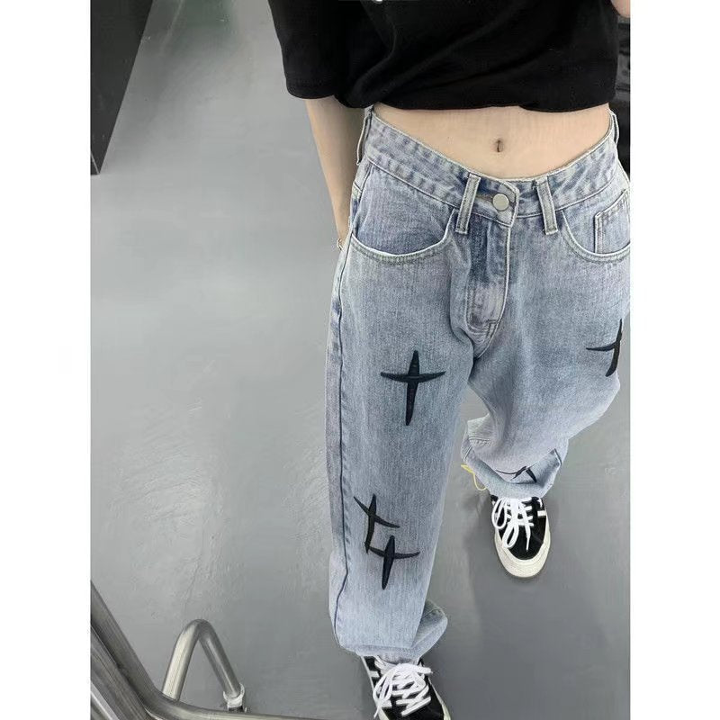 Jeans with crosses