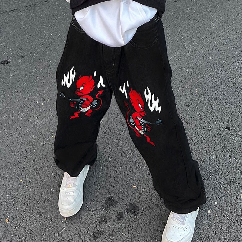Trousers with a drawing