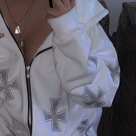 UNISEX white sweatshirt with crosses
