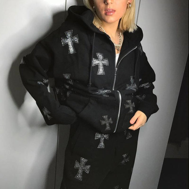 UNISEX black tracksuits with crosses
